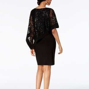 r & m richards sequined cape sheath dress